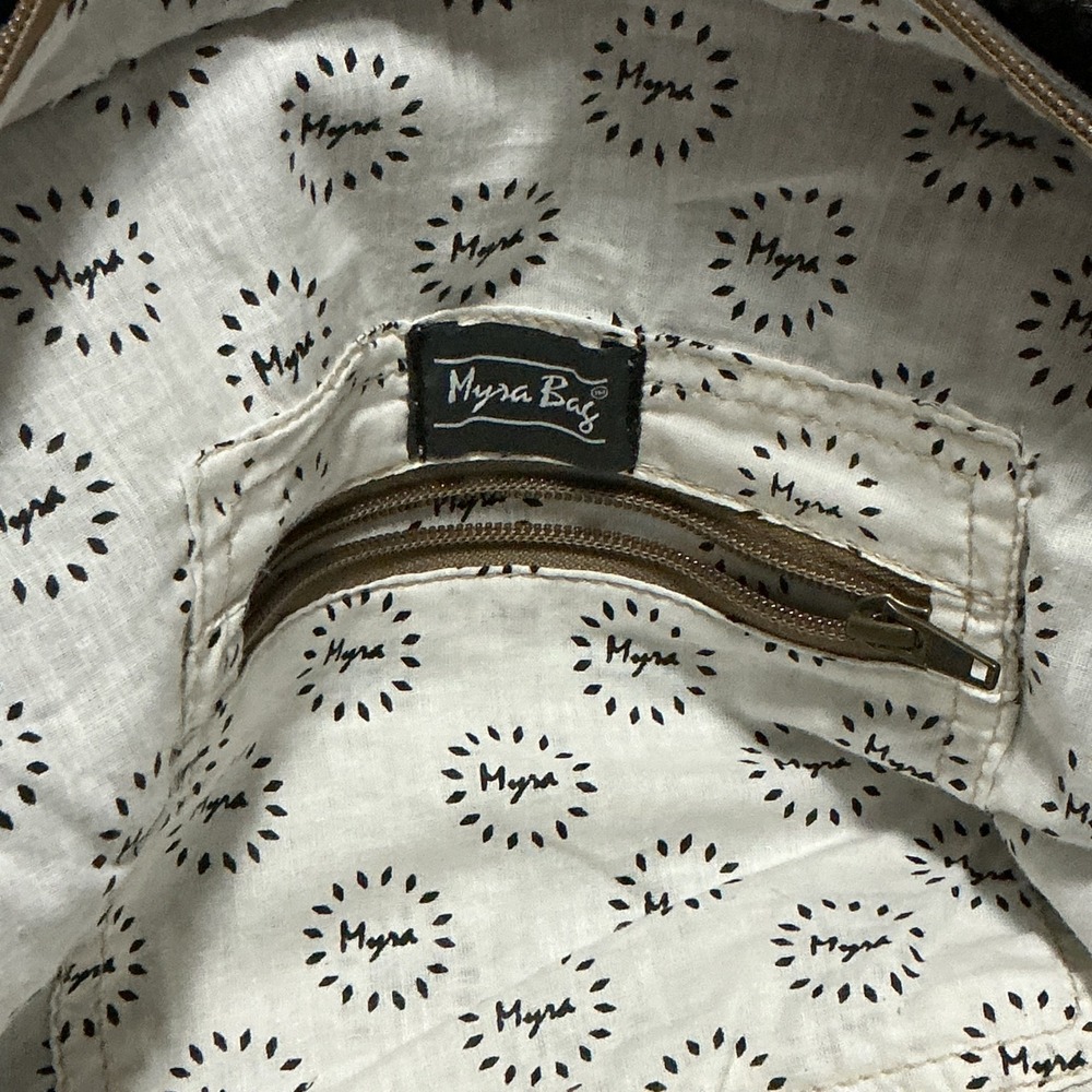 Myra Bag Patchwork Tote Bag Canvas Leather Hide Prints Fringed Boho Chic - Picture 8 of 9